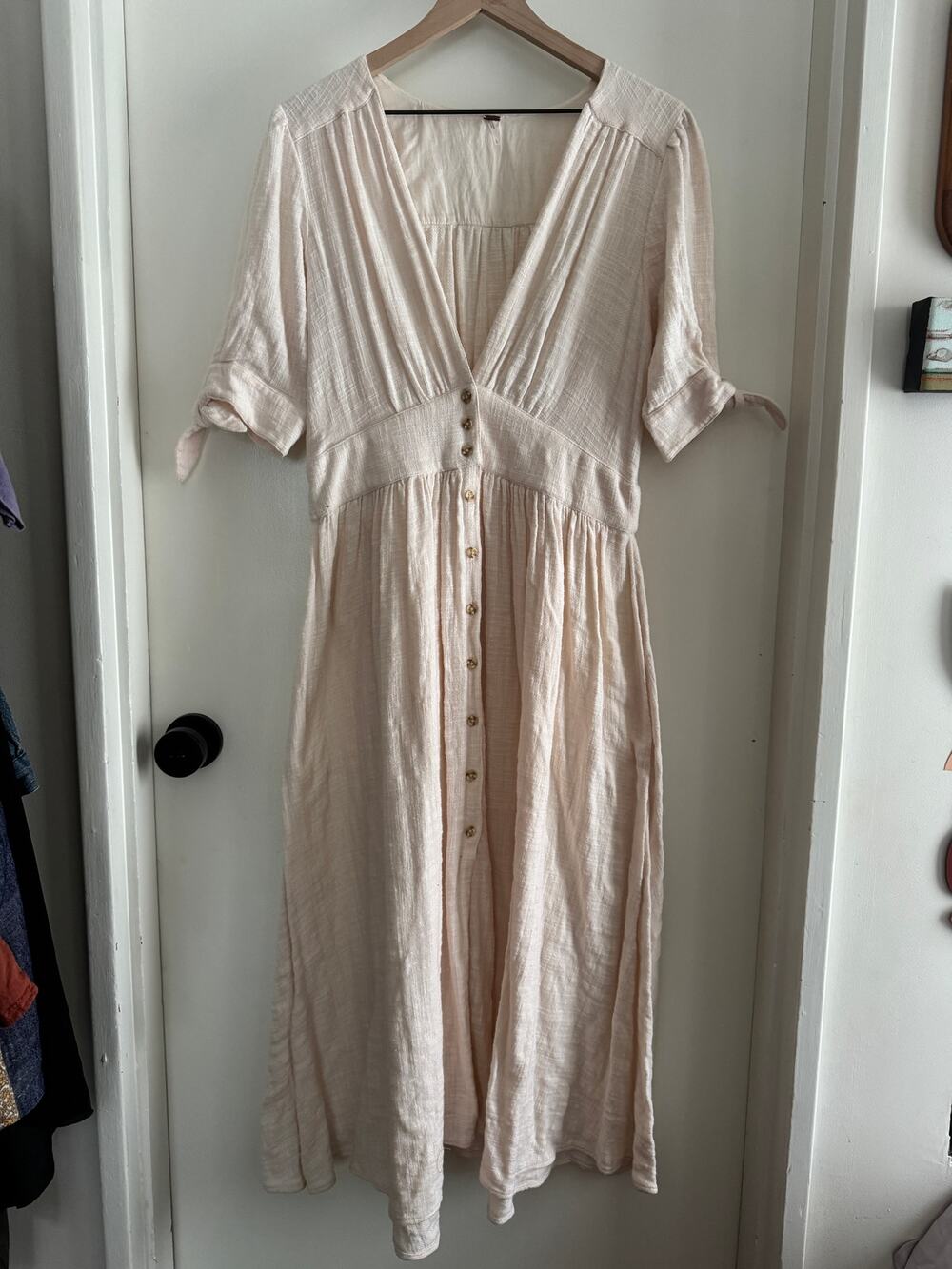 FREE PEOPLE 'love of my life' midi dress - barely pink - L